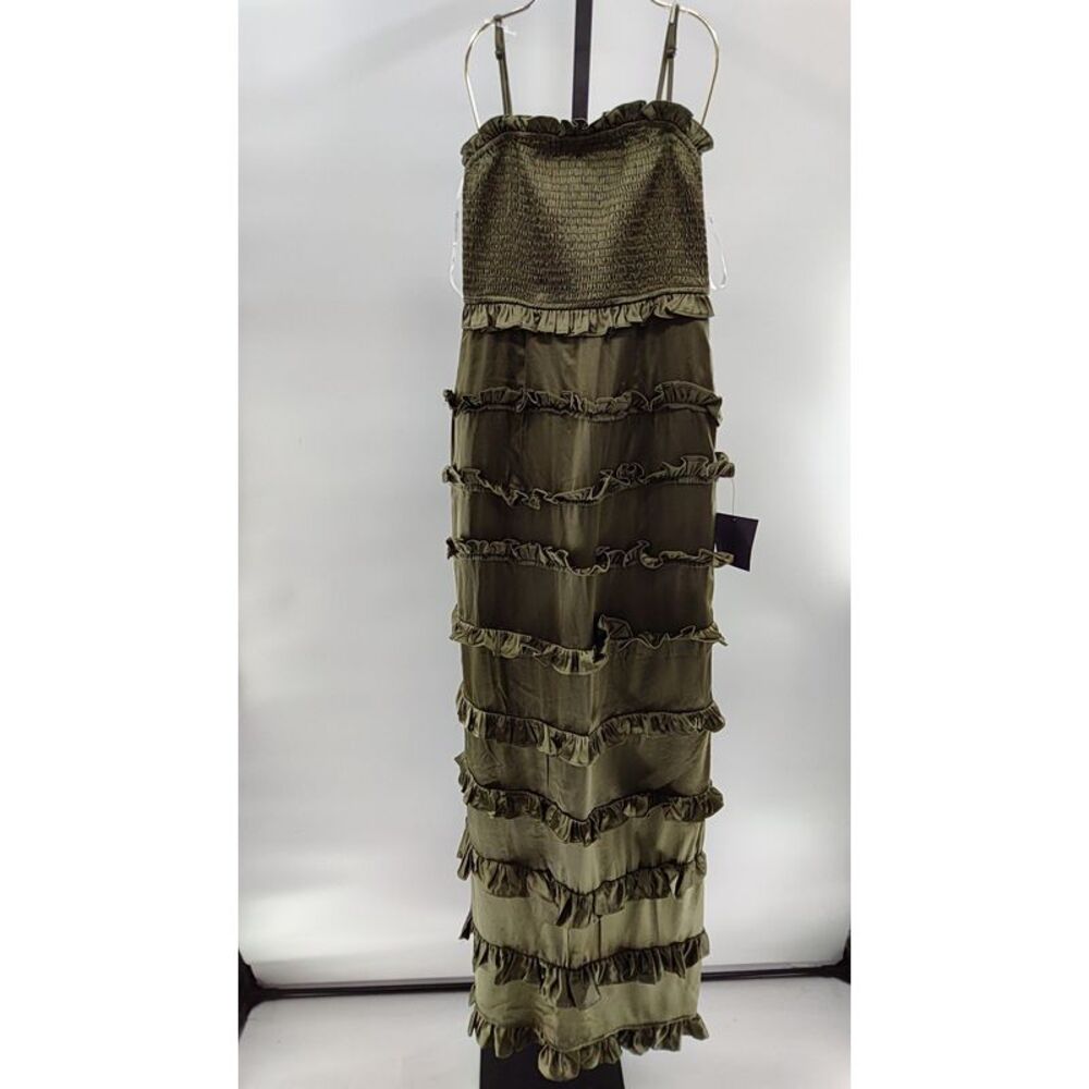 Olive Green Ruffle Tiered Maxi Dress - Women's